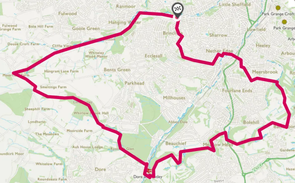 Sheffield Round Walk route